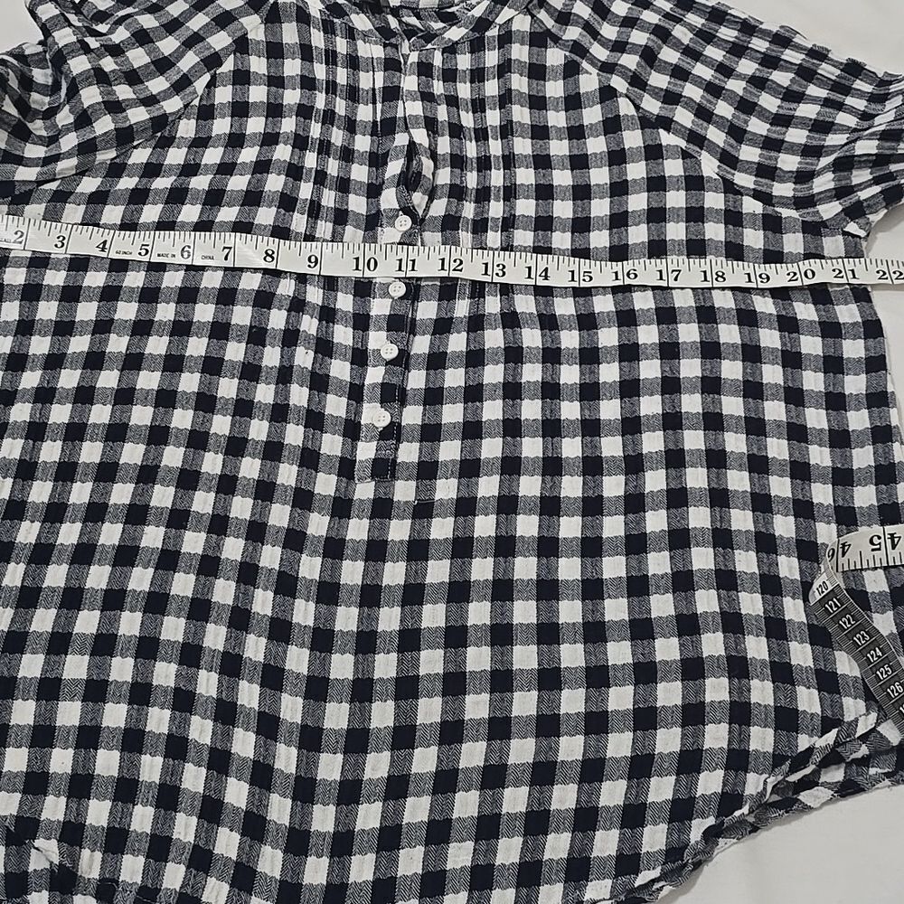 - Lucky Brand Black & White Checkered Long Sleeve Blouse L - Picture 5 of 6